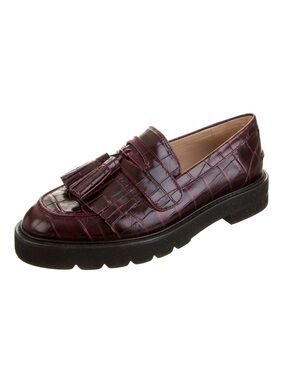 Stuart Weitzman Mila Leather Croc Print Loafers. Like New